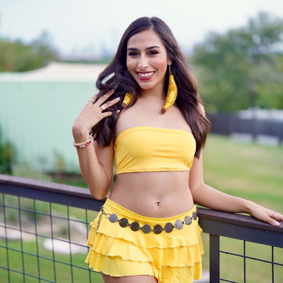 DiscoFruits Plush Sparkly Sequin Statement Disco Banana Earrings - Bright Yellow - Picture 2 of 6